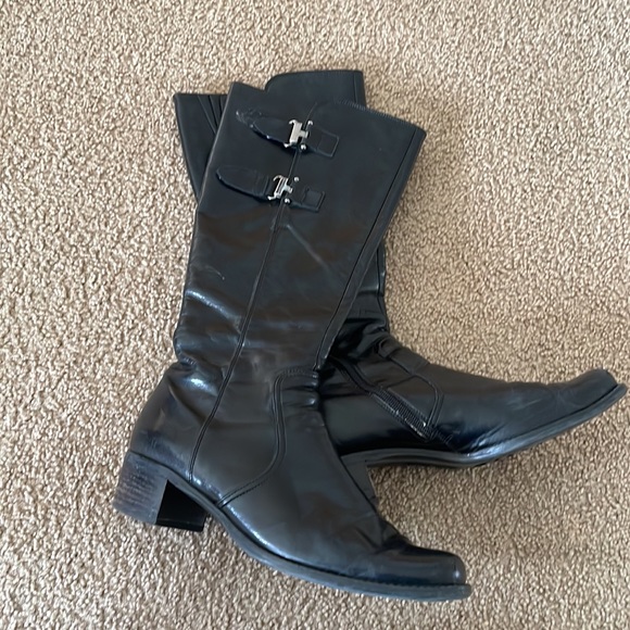 Paul Green Black Leather Knee High Boots Size 9.5 - Picture 2 of 6